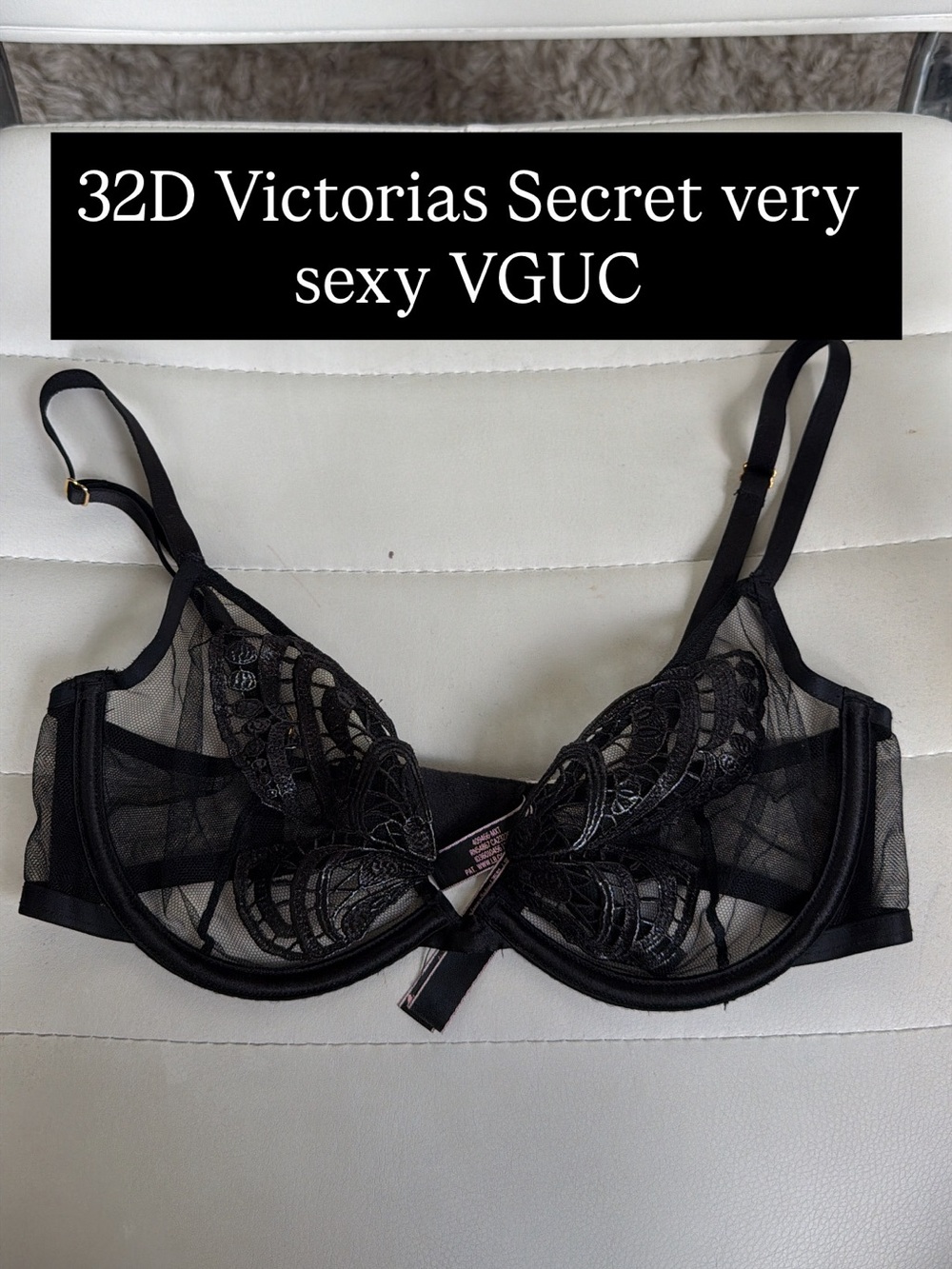 32D Victoria's Secret Very Sexy Black Lace Bra